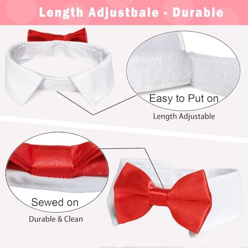 Dog Bow Ties for Large Dogs, KOOLMOX Red Tuxedo for Dogs, Tuxedo Dog Neck Bow Red with Adjustable White Collar Formal Pet Collar Necktie for Small Medium Large Boy Dog Tuxedo Tux Wedding Outfits