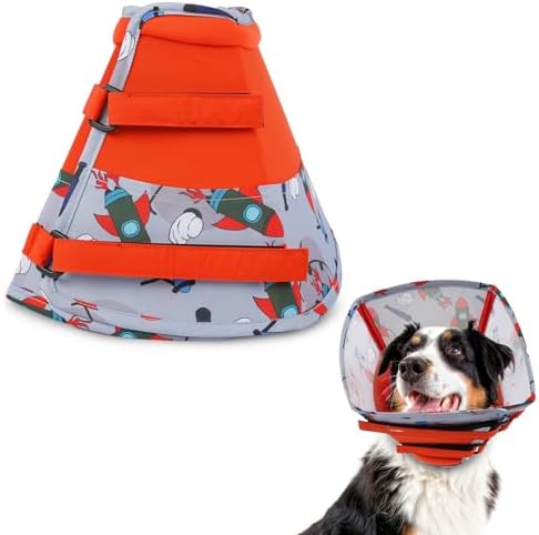 Comfortable Dog Cone - Soft XL Dog Cone Collar for Large Dogs,Adjustable Recovery Cone for Dogs to Stop Licking,Cute Pet Head Neck Elizabethan Cone,Cone Alternative After Surgery,XL,Red