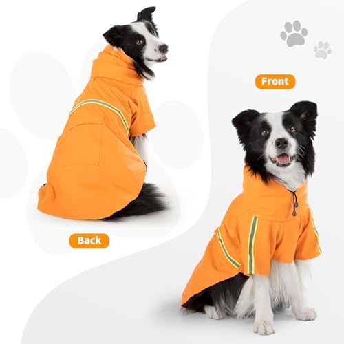 Dog Raincoat,Dog Rain Poncho-Harness Hole,Orange,6XL