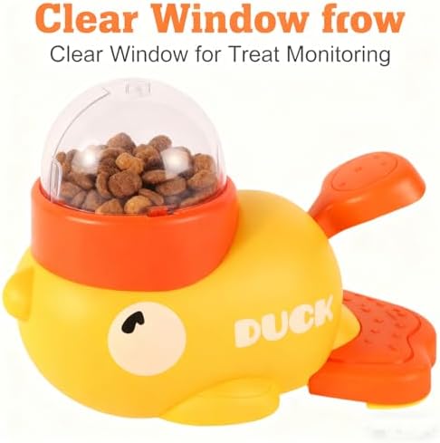 Ducky Cat Treat Dispenser, Yellow Duck Cat Treat Dispenser, Little Duck Cat Toy Treat Feeder for Pet Healthy Eating & Iq Training, for Cats and Dog (White)
