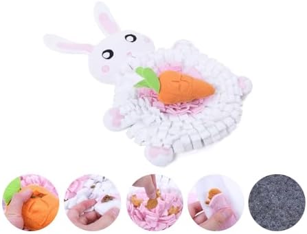 Pet Snuffle Mat Dog Foraging Food Mats Interactive Feeding Puzzle Toy Animal Design Fleece Slow Feeder Treat Dispenser for Dogs Rabbits Guinea Pigs (Bunny)