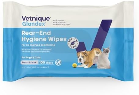 Vetnique Glandex Rear End Wipes for Dogs & Cats, Anal Gland Hygiene