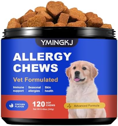 Dog Allergy Relief Chews – Vet Formulated Itch Relief for Dogs with Seasonal Allergies, Skin Health & Immune Support – Natural Anti-Itch Supplement with Multivitamins for Hot Spots – 120 Chews