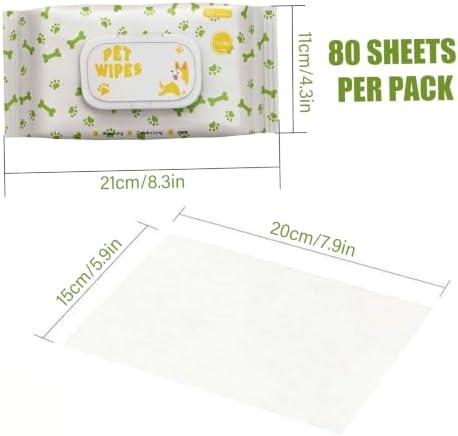 Pet Wipes 80Pcs Dog Wet Wipes Cat Dog Gentle Cotton for Sensitive Skin and Allergies with Sealable Flip-top.