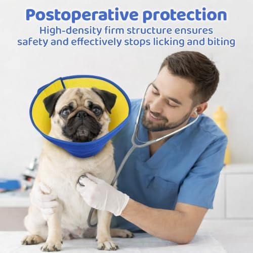 Soft Dog Cone Collar to Stop Licking After Surgery, Yellow Blue,XL