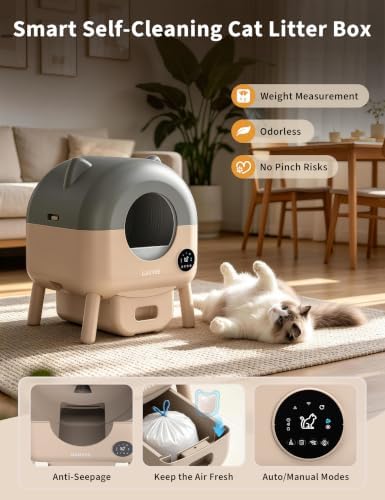 Garvee Automatic Cat Litter Box Self Cleaning for Cats 2.2 to 28 Lbs