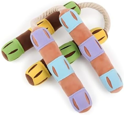 Playful Paws Nunchakus Dog Toy Dog Chew Toys Dog Enrichment Toys with Squeaky and Hidden Treats Interactive Dog Puzzles Toy Snuffle for Dogs (Brown)