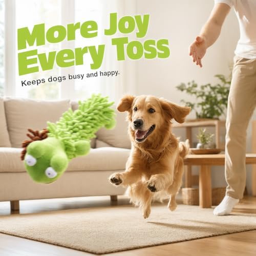 Indestructible Tough Plush Squeaky Dog Toy for Aggressive Chewers，White
