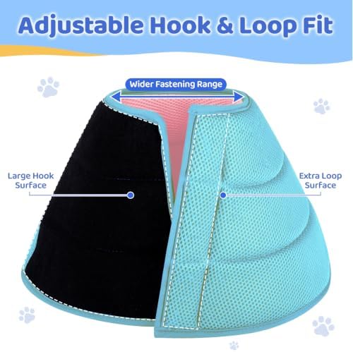 Soft Dog Cone Collar to Stop Licking After Surgery, Pink Green,XL