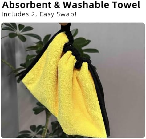 MANON ROSA Pet Towel for Drying Dogs Face and Mouth Quick Dry – Train Dog to Wipe Face After Drinking, Self-Cleaning Wall-Mount Holder with 2 Super Absorbent Microfiber Towels(8"x9")