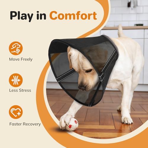 Breathable Mesh Dog Cone Collar for Surgery, Soft Elizabethan Recovery Alternative to Stop Licking,Pet Neck Collar for Large Medium Small Breeds