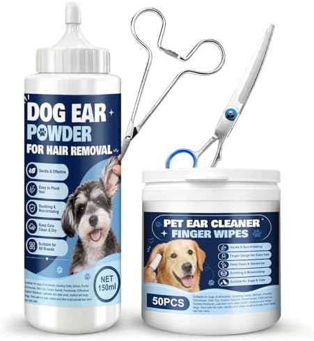 Dog Ear Powder for Hair Removal, Remove Excess Ear Hair, Moisture, Dirt