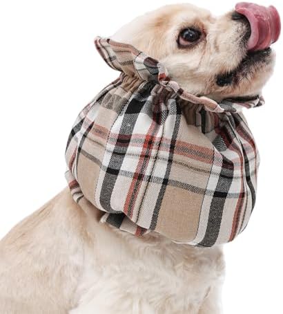 Dog Snood for Long-Eared Dogs, Feeding Ear Cover, Soft Stretch Wrap，Beige