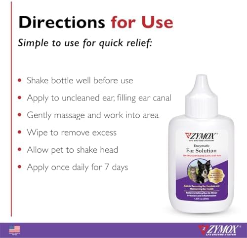 Zymox Enzymatic Ear Solution for Dogs and Cats, Ear Wipes, & Ear Cleanser - Product Bundle - for Dirty, Waxy, Smelly Ears and to Soothe Ear Infections