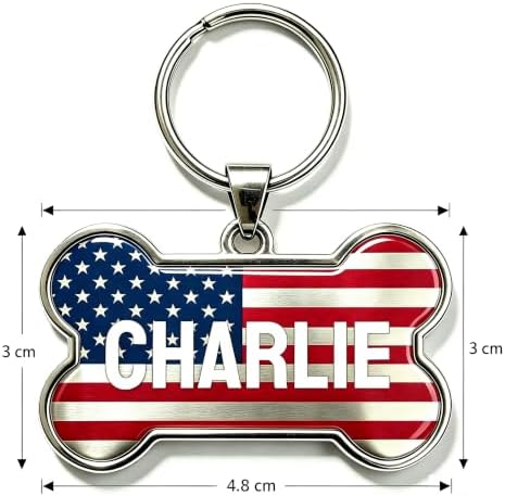 HSIAHOU Custom Pet ID Tags, Personalized Dog Tag Cat Tag(US Flag)