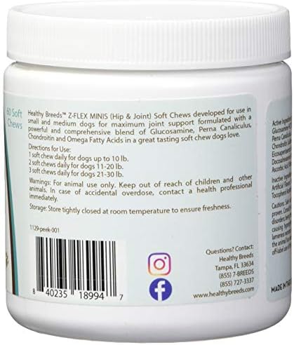 Healthy Breeds Peekapoo Z-Flex Minis Hip and Joint Support Soft Chews 60 Count