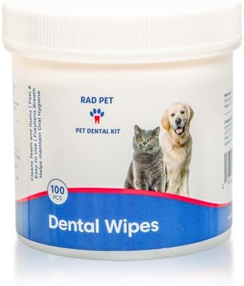 Rad Health Dog Dental Wipes - 100ct Pet Dental Finger Wipes, Easy No-Brush Teeth Cleaning, Removes Plaque & Tartar, Boosts Oral Hygiene, Freshens Breath, Gentle on Mouth, Strong on Build-Up