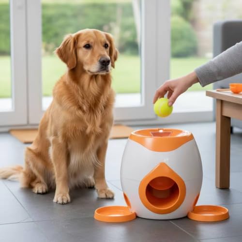 predolo More Pet Toys Boredom Relief Treat Dispensing Toy, Indoor Play Tennis Food Dispenser, Gray