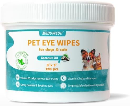 MEDUWEDU Eye & Face Care Kit – Coconut Scented Eye Wipes + Cotton Swabs for Dogs & Cats