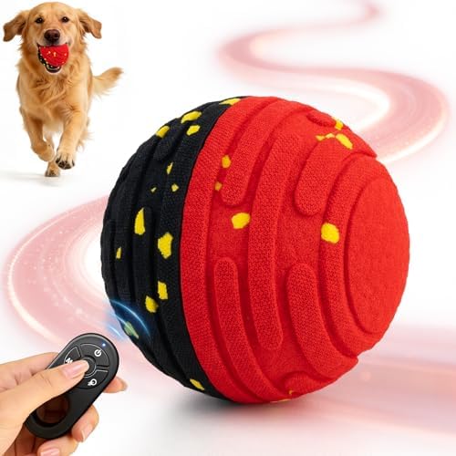 Interactive Dog Toy Ball with Remote Control - Bounce Ball for Dogs, Automatic Rolling, E-TPU Bite-Resistant, Stimulating Moving Dog Toys for Small Dogs, Medium and Large Dogs, Indoor & Outdoor