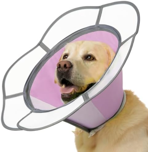 Soft Dog Cone Collar After Surgery Recovery,Adjustable E-Collar with Removable Shield,Lightweight,Breathable Anti-Licking Protective Cone for Large,Medium,Small Pets (Rose Pink, M (Neck:12''-15''))