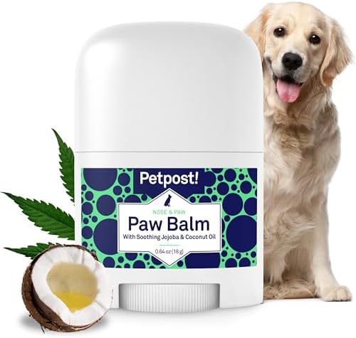 Petpost | Paw Balm for Dogs - Nourishing Cream Soothes Itchy, Dry Dog Paws with Moisturizing Ingredients - Organic Coconut Oil, Jojoba Oil, and Shea Butter 0.64 oz.