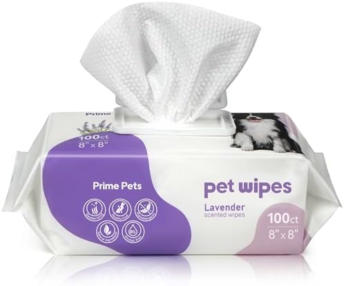 PrimePets Dog Wipes for Paws and Butt, 100 Count, Pet Wipes for Dogs Cats