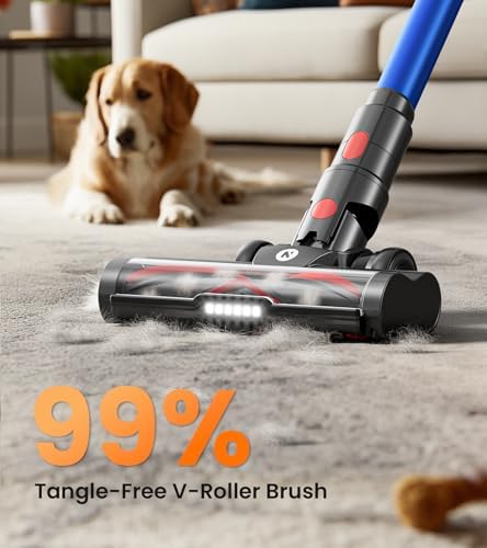 NADALY Cordless Vacuum Cleaner, 550W 45Kpa 65Mins Vacuum Cleaners for Home, Stick Vacuum with LED Display, Anti-Tangle, Self-Standing, 8-in-1 Lightweight Vacuum for Hardwood Floor/Carpet/Pet Hair
