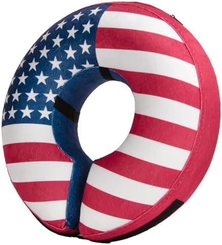 BENCMATE Inflatable Dog Cone Collar Alternative After Surgery XLarge, Flag