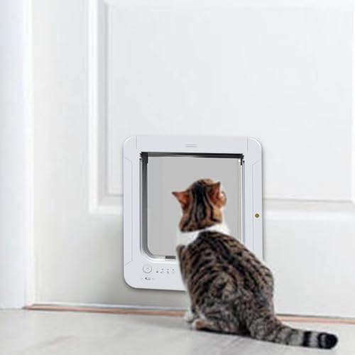 HEEPDD Smart Cat Door, Easy Install Automatic Microchip Collar Activated Pet Flap with Smart Sensing Technology for Indoor Outdoor Cats Dogs Doors Walls Windows