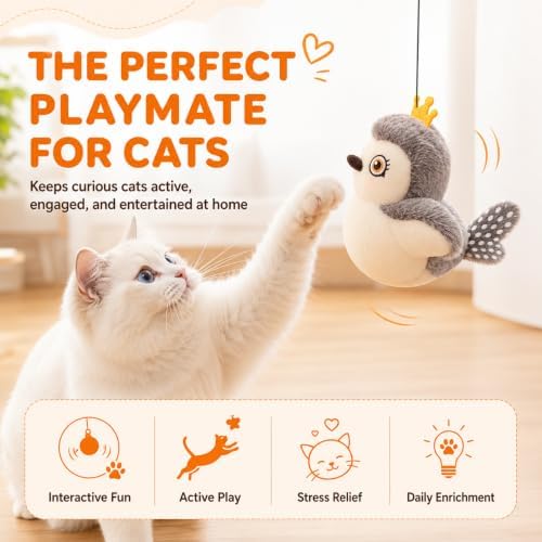 Flying Bat Dog Toy, 2026 New Halloween Flapping Wings Interactive Bird Pet Toy (Yellow)