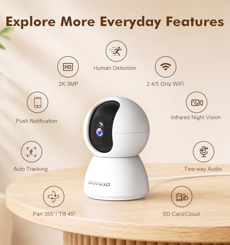 2K Indoor Security Camera, Dual-Band WiFi Pet Cam for Baby & Home