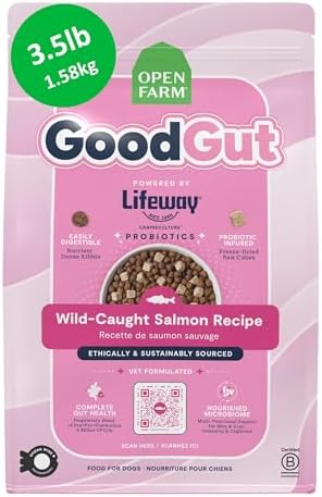 Open Farm GoodGut Dry Dog Food, Wild Caught Salmon w/Probiotics, 3.5lb Bag