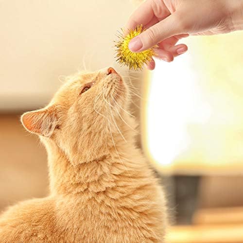 VAPKER 30 Piece Assorted Color Sparkle Balls Cat's Favorite Toy Tinsel Pom Poms Glitter