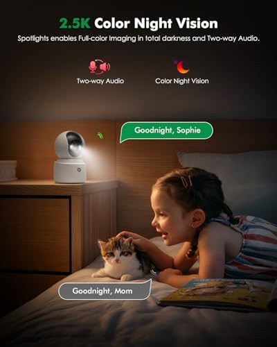 Battery Powered Indoor Camera Wireless with 2.5K 4MP Color Night Vision