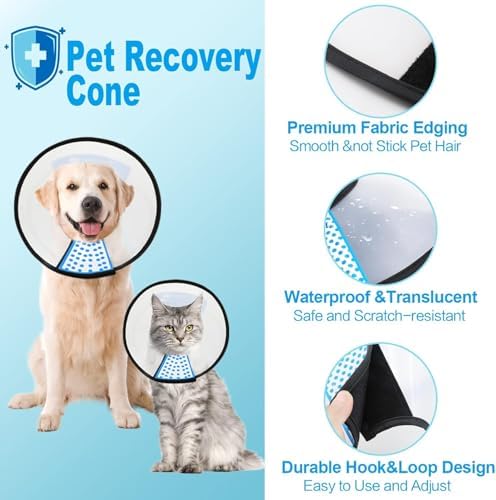 Supet Adjustable Dog Cone Collar After Surgery to Stop Licking,E Collar for Medium Small Dogs, Pet Recovery Collar & Cone,Plastic Cone of Shame for Dogs, Dog Head Neck Cone (S-)
