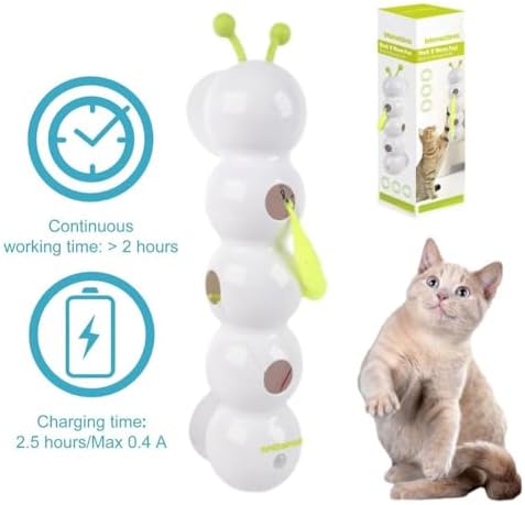 Caterpillar Cat Toy,Interactive Smart Cat Toy, Rechargeable Motion Activated Cats Toys, Bite Resistant, Automatic Kitten Toys for Bored Cats for All Ages Indoor Cat (with 4 Yellow Tails)