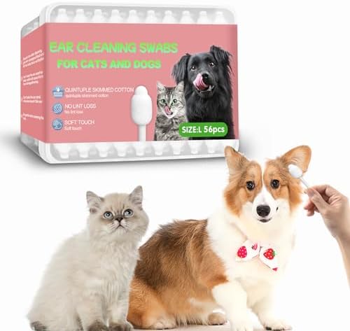 Dog ear cleaner, Dog ear infection treatment,Gourd-shaped cotton swabs designed specifically for cats and dogs, Reducing the risk of injuring the ear canal, for a safer and more reassuring use.