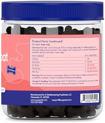 PupGrade Skin & Coat Supplement for Dogs, Duck Flavor – 60 Soft Chews