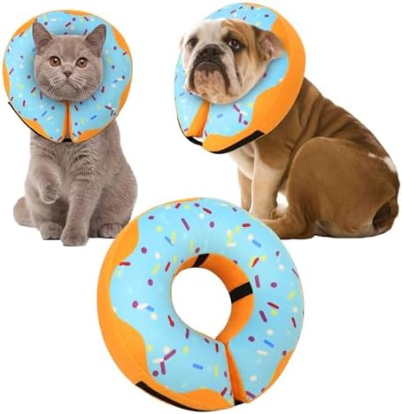 Recovery Donut Collar for Dogs & Cat,Inflatable Dog Cone Collar Alternative After Surgery,Soft Cone for Large Medium Small Dog,Adjustable Pet Neck Donut(Blue,X-Large)