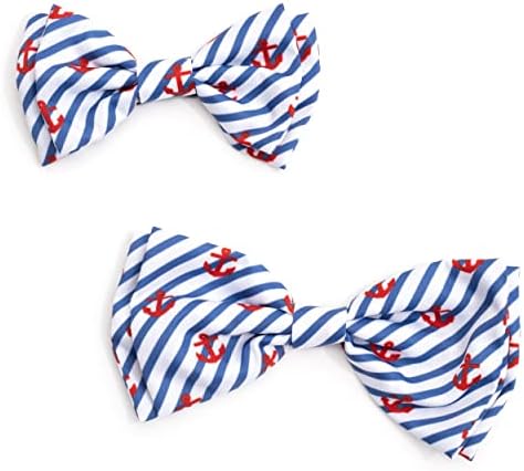 THE WORTHY DOG Everyday Patterned Pet Bow Ties for Dogs & Cats, Anchors