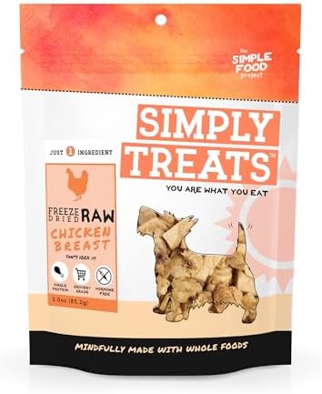 Simple Food Project The Freeze Dried Raw Dog Treats Grain Free, All Natural, with Just 1 Ingredient Chicken Breast for Dogs Use As Training Treats for Puppies, Small, Medium, Or Large Dogs