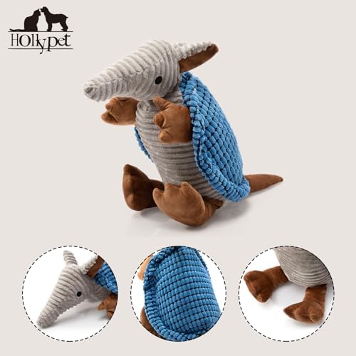 Hollypet Armadillo Squeaky Dog Toys for Medium Large Dogs, 10"