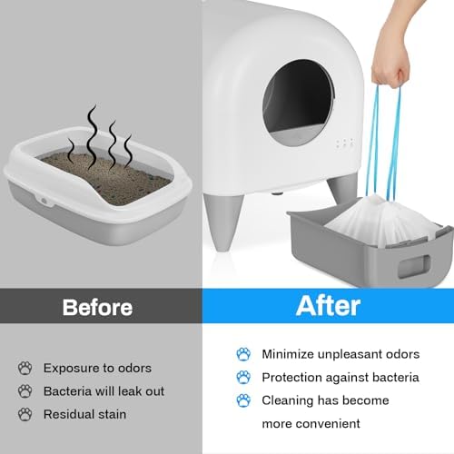 60 Pack Cat Litter Liners with Drawstring, Heavy-Duty for M4 Self-Cleaning Automatic Litter Box
