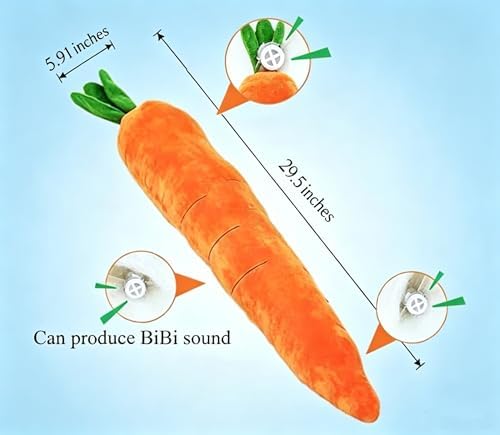 Giant 29.5" Carrot Plush Dog Toy, Long Lasting Squeaky & Crinkle Chew Toy for Boredom, Hypoallergenic Calming Stuffed Puppy Toy for Large Dogs, Cute Pet Gift for Interactive Indoor Play(1)