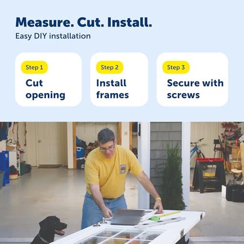 PetSafe Freedom Aluminum Dog and Cat Door with Durable White Frame and Tinted Vinyl Flap, Indoor and Outdoor, Easy to Install, Large and X-Large