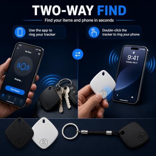 Itagpro GPS Tracker, Real-Time Global Location and Two-Way Finder for iOS and Android, with Lanyards，White：2-Pack