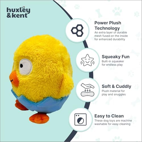 Huxley & Kent Power Plush Squeaky Dog Toy, Chick-A-Dee, Large