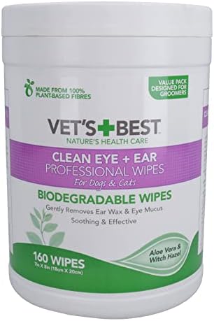 AB Tools 160PK Natural Dog Cat Puppy Pet Ear & Eye Cleaning Wipes Dog Hygiene