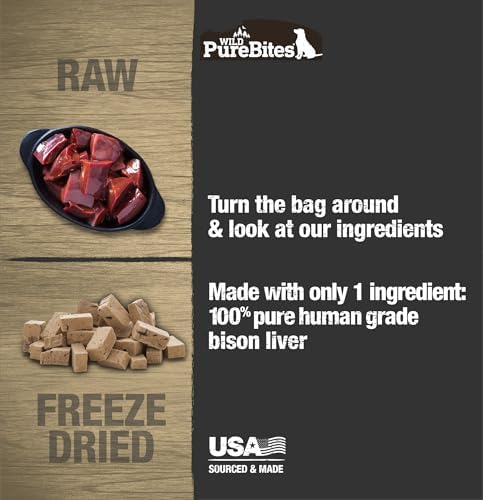 PureBites Wild Bison Single Ingredient Freeze Dried Dog Treats, 2.1 oz